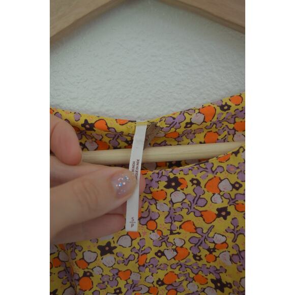 Free People Pennie Yellow Cotton Puff Sleeve Mini Dress - Picture 4 of 6